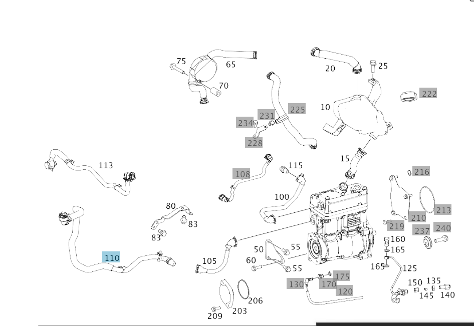 奔馳OM936發動機冷卻液管路A9362035402
